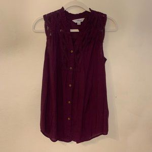 Great Northwest Indigo Size S Sleeveless Blouse Wine Color